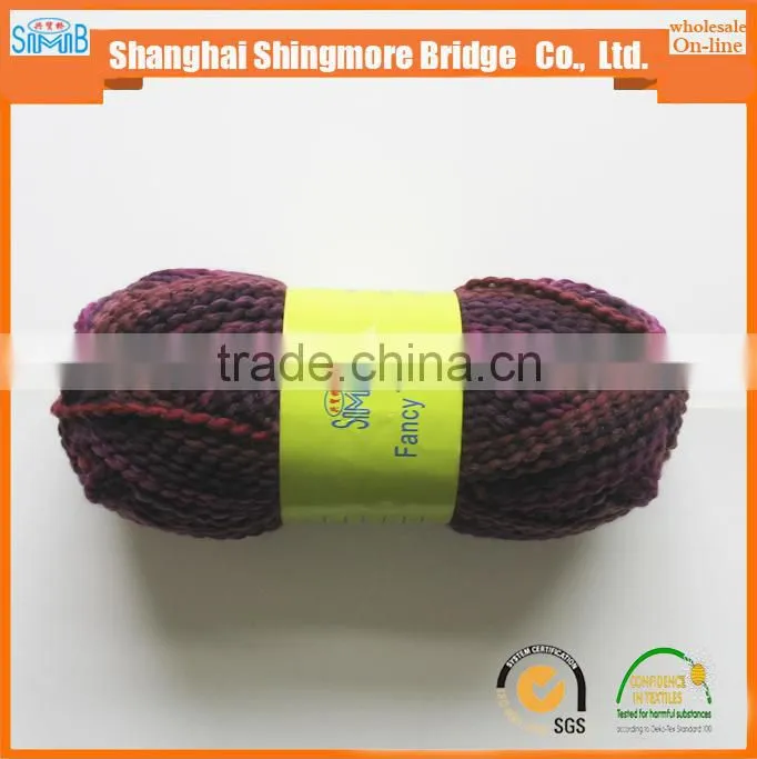 Shopping knitting yarns china producer cheapest wholesale oeko tex hand knitting scarf yarn high tenacity polyester ripple yarn