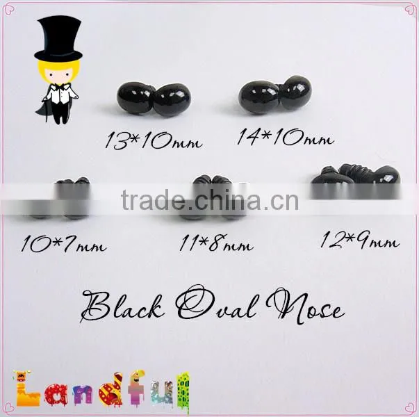 12*9mm Black Safety Plastic Oval Nose For Kid Handicraft Class