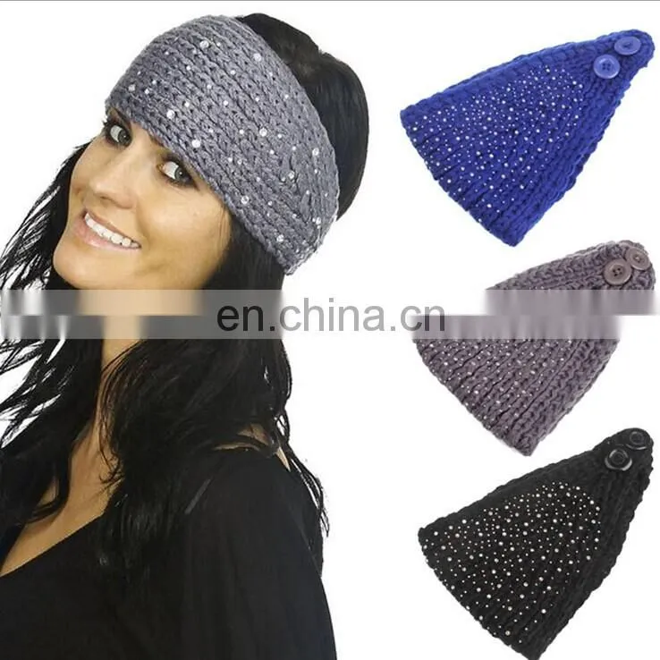 custom 2014 fashion sexy girl crochet headband with rhinestone