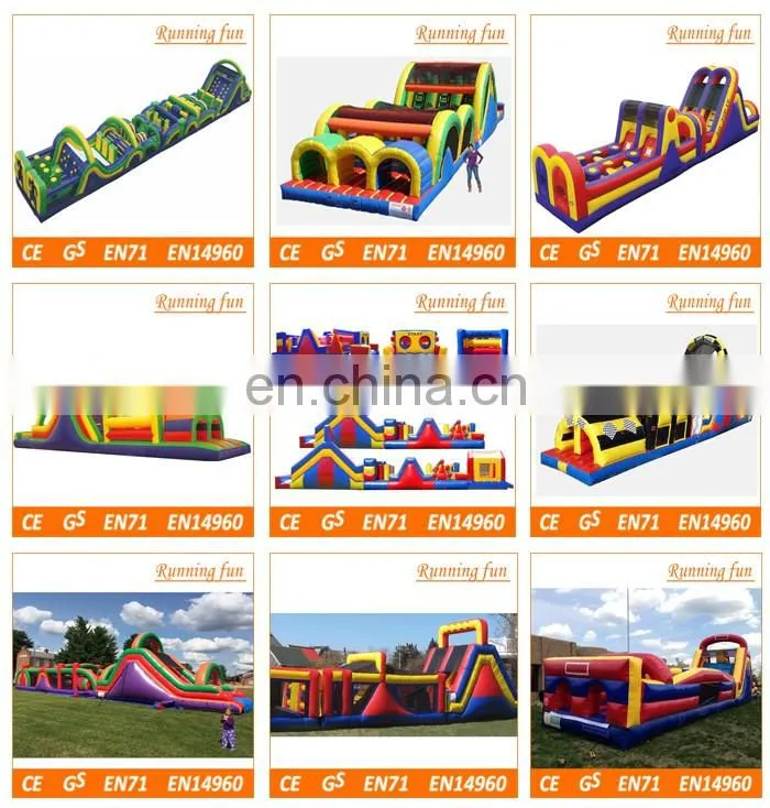 Hot Selling long wipeout inflatable obstacle course, adult inflatable obstacle course