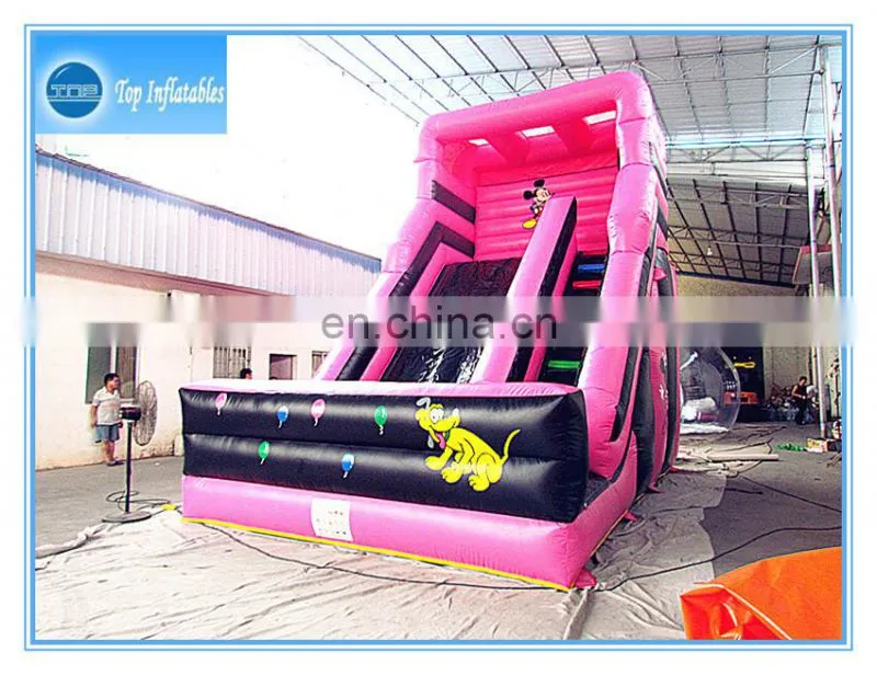 Guangzhou TOP inflatable kids park slides inflatable wide track slide with pool