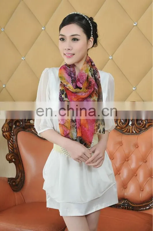 2013 New Style Digital Printed 100% Silk Chiffon Shawl