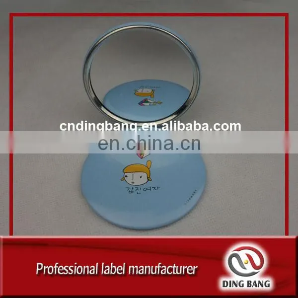 Wholesale Promotion Wedding Gift Custom Logo Printed Tinplate Type Film Covered Small Round Single Side Cheap Metal Mirror