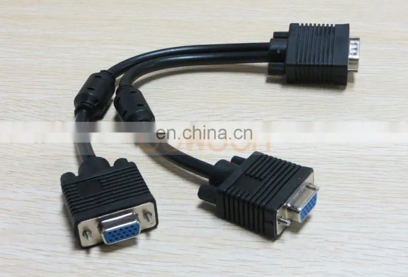 1 VGA Male to 2 VGA Female VGA Monitor Y Splitter Cable