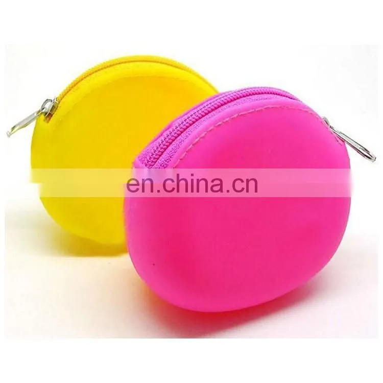Women Gender Round Key Bags Customized Plain Silicone Coin Purse Wallets