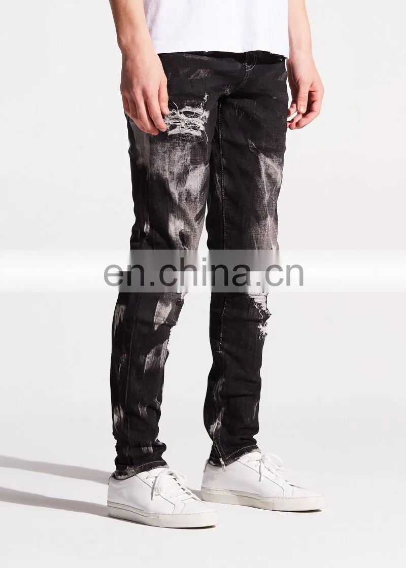 DiZNEW Skinny Jeans Ripped Destroyed Jeans Men Heavy Denim