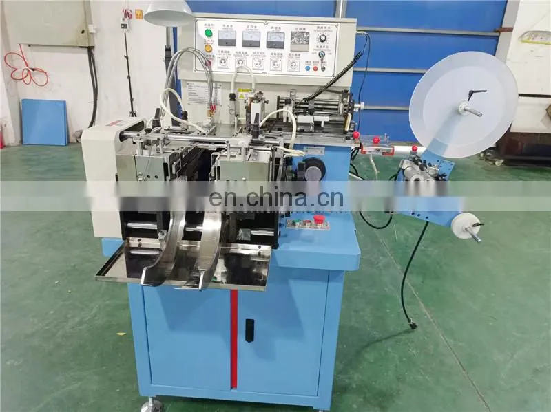 WS586 WING SINGA Automatic multi functional ribbon polyester satin fabric label cutting and folding machine with end mitre fold