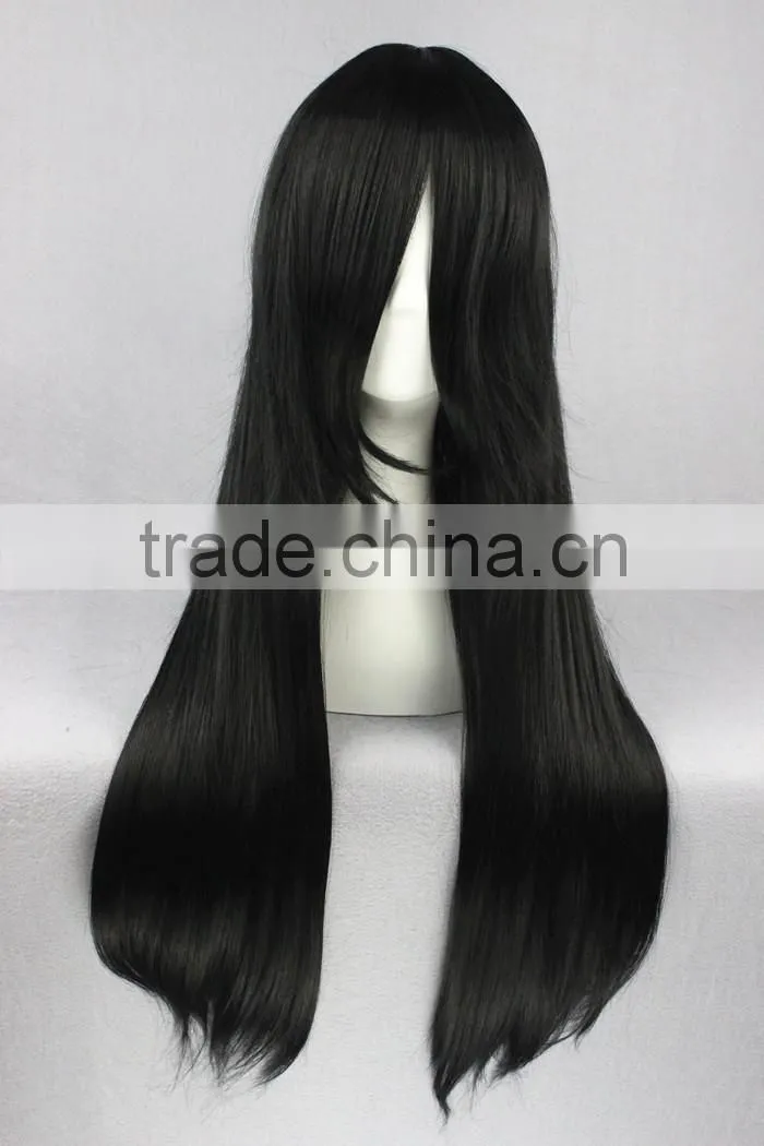 High Quality 70cm Long Straight Bleach-Kuchiki Byakuya Black Synthetic Anime Wig Cosplay Hair Wig Party Wig