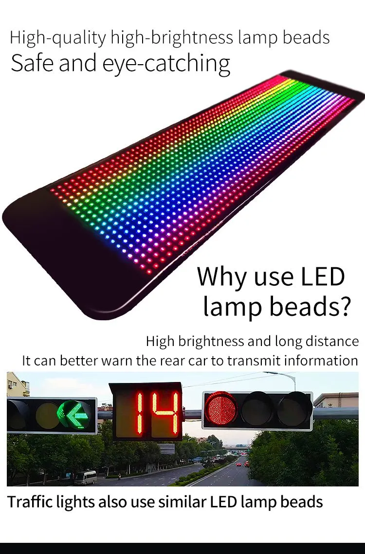 USB Scrolling Message IP65 LED Matrix Panel Light Digital Display Advertising Screen App-Controlled LED Car Sign Board