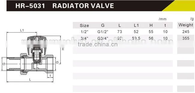 HR5031 brass drain angle chrome radiation valve