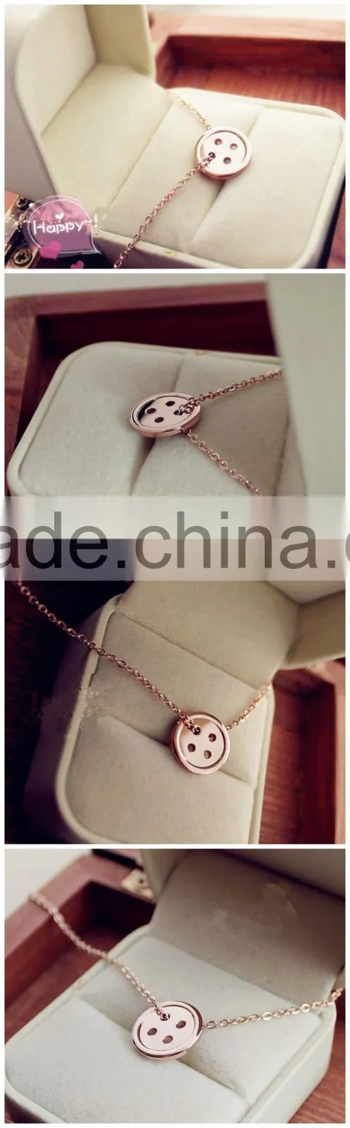 Latest design beads necklace rose gold button lucky necklace