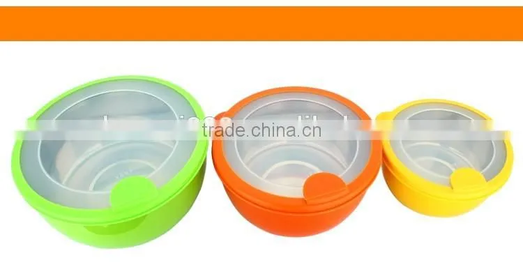 Caitang factory stainless steel 3pcs salad bowl set food serving bowl set with lid