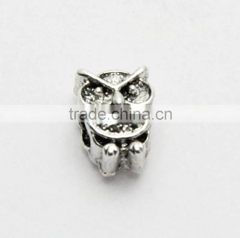 Creative Owl Metal Beads with Hole, DIY Lead Free Nickle Free Bracelets & Necklaces Zinc Alloy Beads Accessories