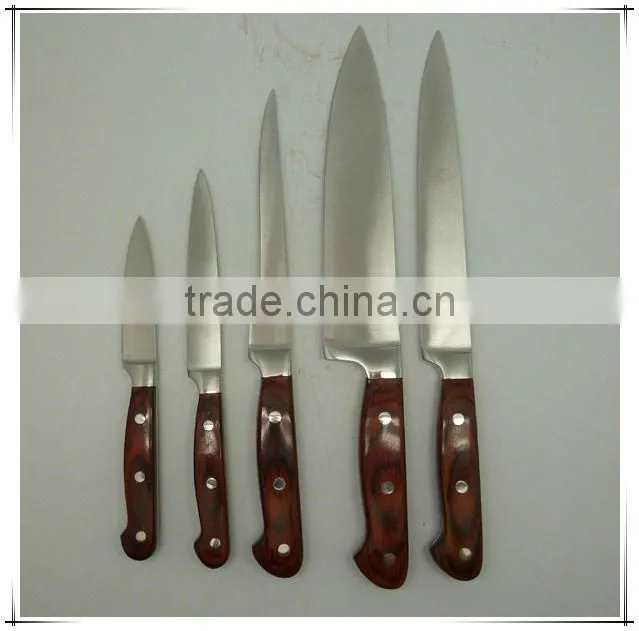8pcs stainless steel color wood handle good quality kitchen knife