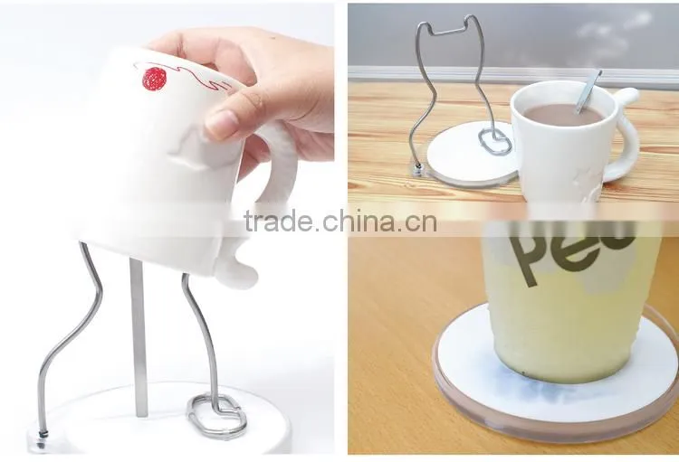 2016 new fashion stainless steel animal-shaped cup holder with white ceramic coaster