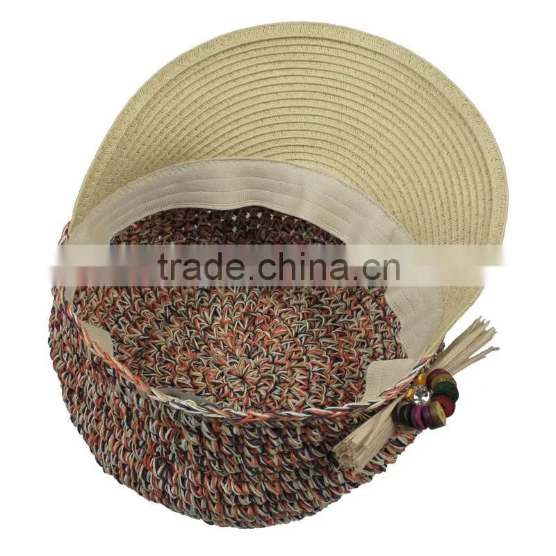 2013 new colorful fashion summer lady straw fluffy visor hat and cap