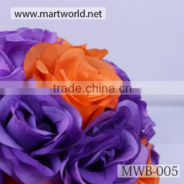 Mix color wedding artificial flower ball;Wholesale artificial rose weding flower ball wedding decoration(MWB-005)