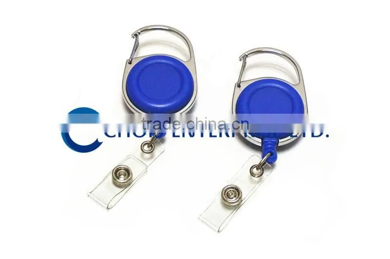 Promotion Custom Carabiner Hook Plastic Badge Reel, Retractablce Badge Holder