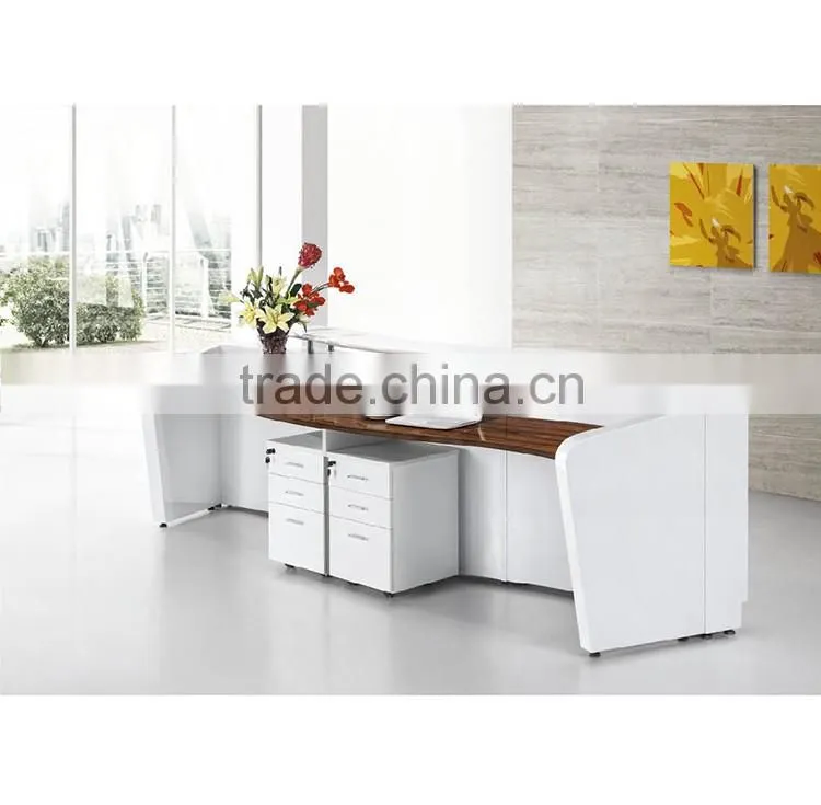 White Color 2 Person Standing Reception Desk Cheap Curved Reception Desk