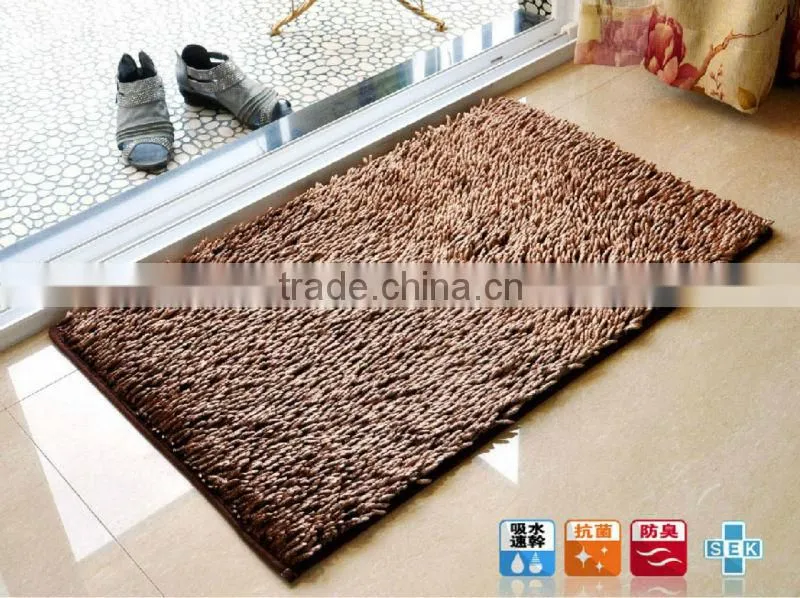 floor mat polyester shiny shaggy rugs with anti-slip base
