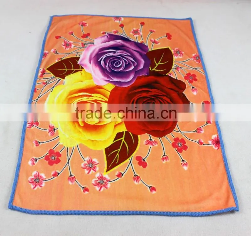 40x60cm 60g microfiber custom tea towel printing with fruit and flower
