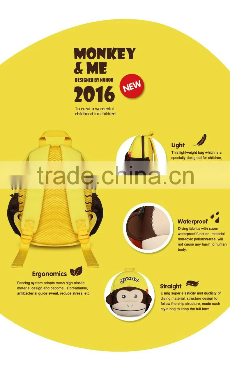 Cheap Child Monkey Shaped Cartoon Gift School Backpack Bag Kids Zoo Animal Backpack Waterproof