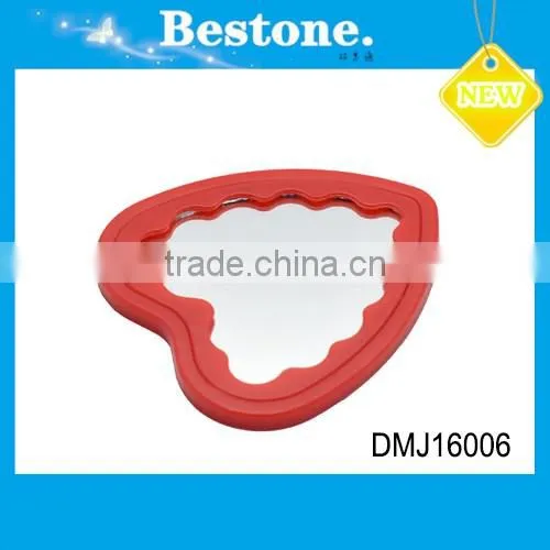 Cheap small heart shape plastic cosmetic pocket mirror