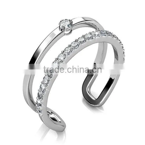 With Stone 925 Sterling Silver Open Ring Style