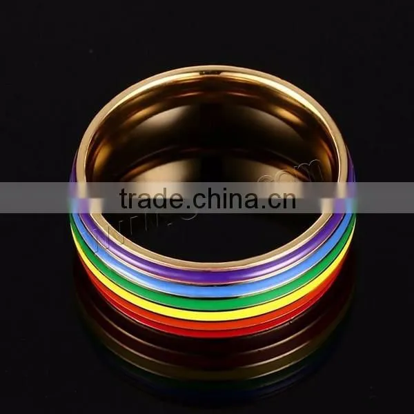 Epoxy sticker colorful fashion Stainless Steel Finger Ring
