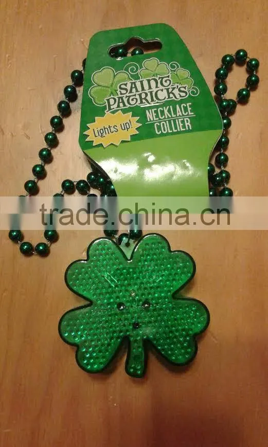 LED light up SHAMROCK necklace for st patrick's day