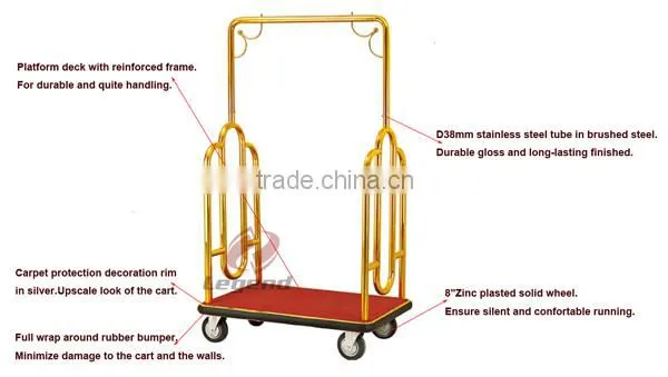 Hotel used birdcage trolley luggage carts with wheels
