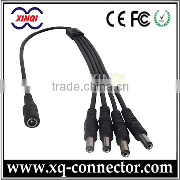 XinQi CCTV Camera Black Copper 4mm2 Plug Male To Male DC Coiled Cable