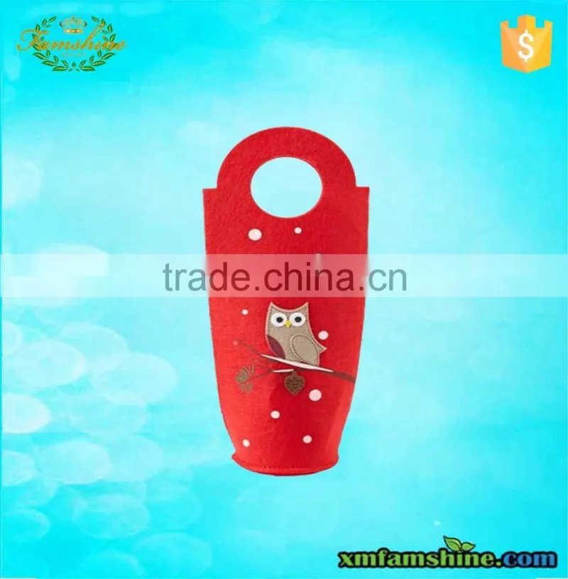 customized single bottle felt christmas wine bottle bags