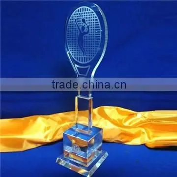 Hot sale cheap crystal glass cricket trophies plaque for sports souvenir