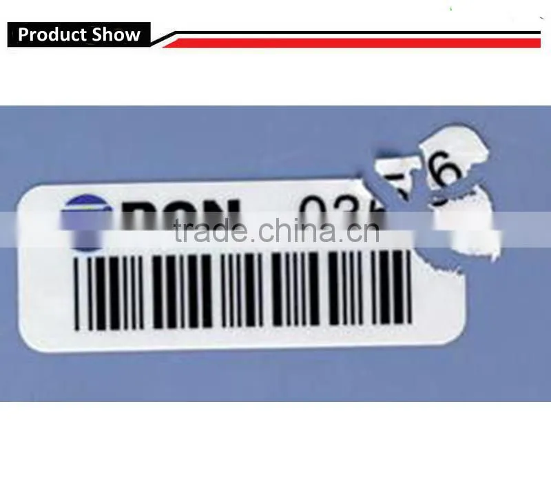 Printed Ultra Destrucitlbe Vinyl Label anti-counterfeiting breakable sticker