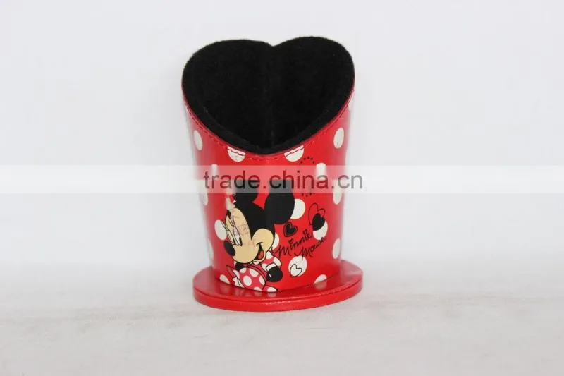 Cute Heart-shaped Cardboard Pen Holder/Colorful Faux Leather Pencil Box
