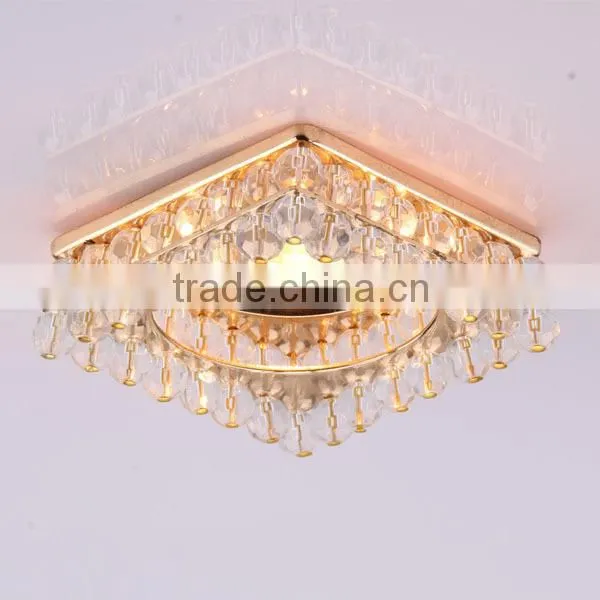 fashion square MR16 crystal downlight with clear crystal ball beads and gold chrome iron metal base