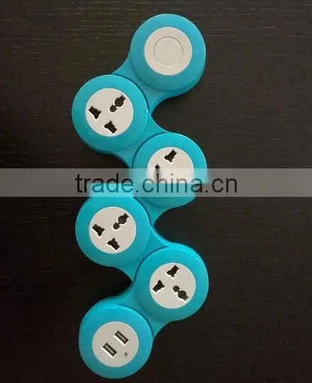 360 degree Flexible European plug multi way extension socket bending pivoting power strip