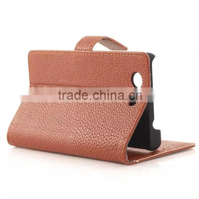 Hot selling Red Litchi wallet case for Sony Xperia Z3 mini
