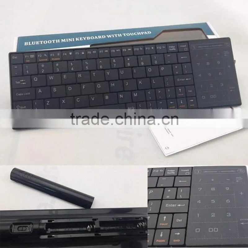 Super-thin BT8 Bluetooth 3.0V Wireless Keyboard with Touchpad for PC Cell Phone iPhone iPad