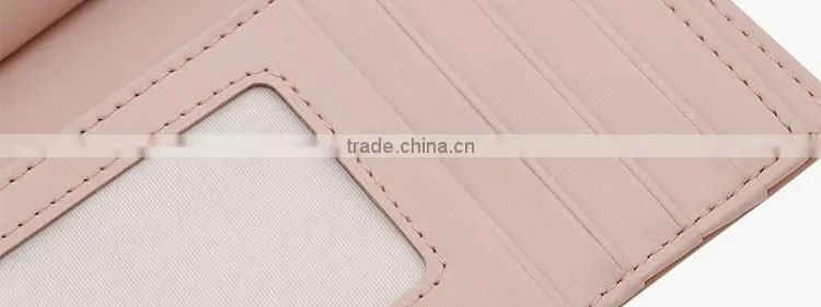 Pretty girls pink color faux leather wallet with heart shape lock