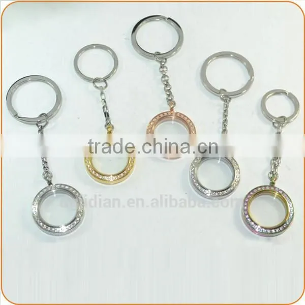 new fashion elegant stainless steel floating locket key chain luxury