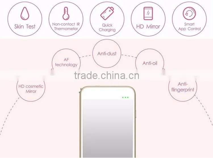 App control mobile human facial skin moisture detector with mobile charging function