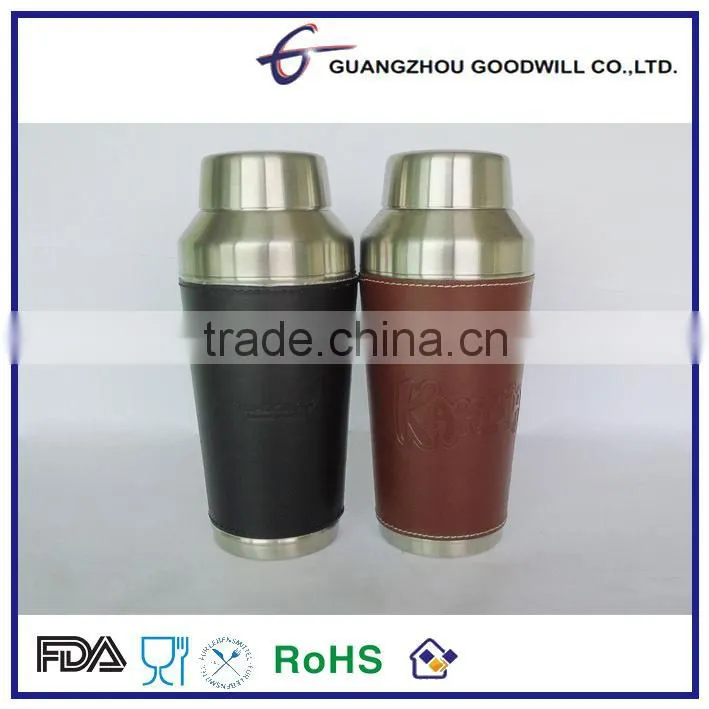 24oz Stainless Steel Cocktail shaker with PU leather Coating