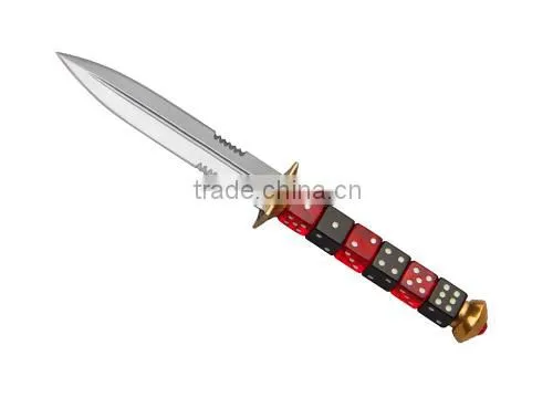 Plastic Dice Handle Knife Fixed Blade