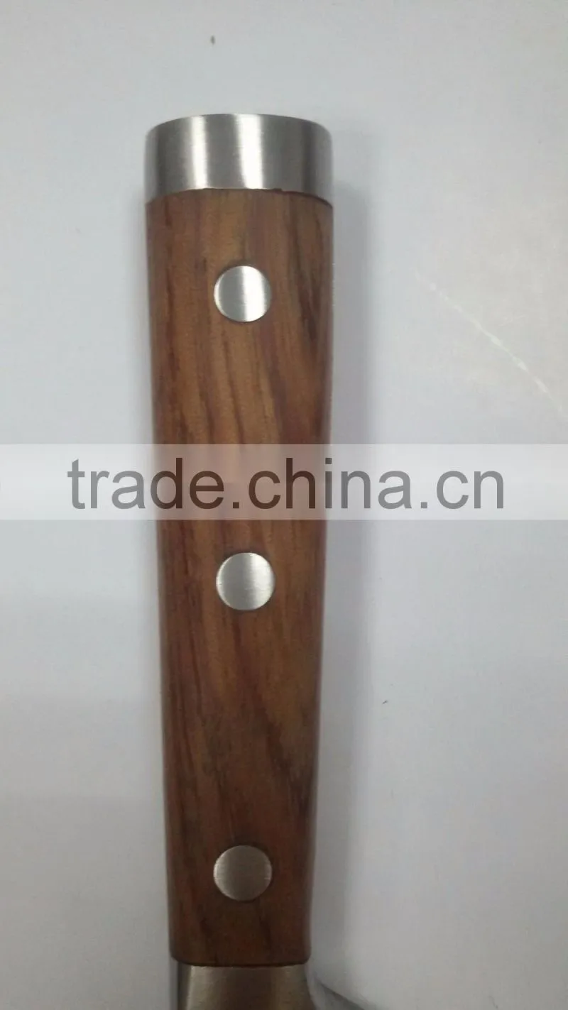 Colour wooden handle 5 piece set containing chopper frozen meat knife