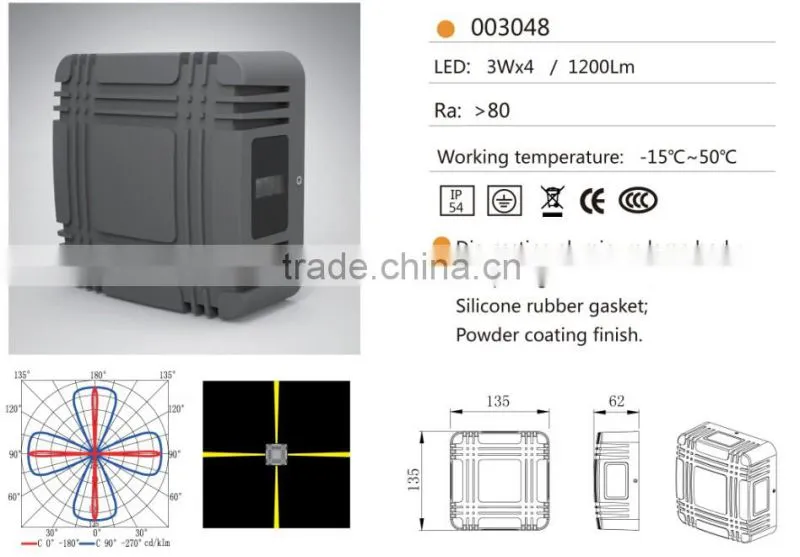 W-003048 IP54 4*3W fashion cube style mounted wall lamp,outdoor and indoor waterproof wall lights