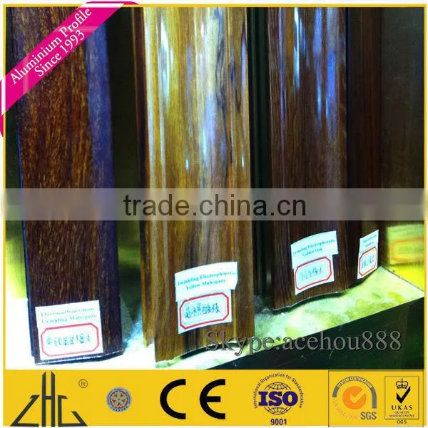WOW!!!powder coated wood finish window and door aluminum profile,decoration,fence,wooden grain color samples 2013 hot sale