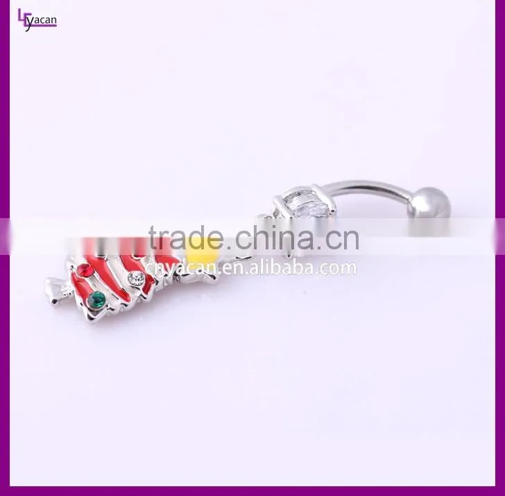 Steel Dangle Christmas Tree Festival Piercing Fake Belly Navel Ring
