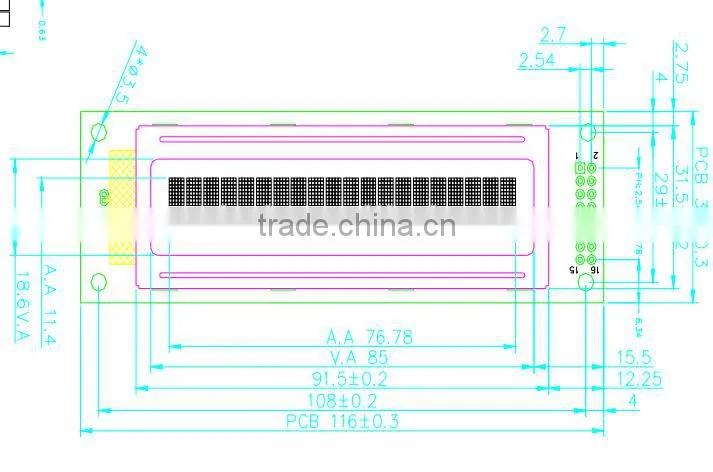 LCD module 2 lines blue negative 20x2 lcd display module